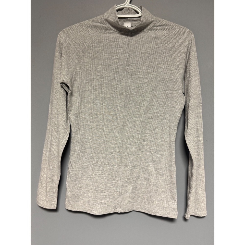 Yogalicious Heavenly Rib Sia Mock Neck Long Sleeve Top Grey Women's Small Soft